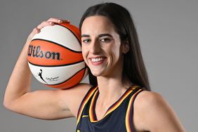 Caitlin Clark #22 of the Indiana Fever poses for a portrait at Gainbridge Fieldhouse during her introductory press conference on April 17, 2024 at Gainbridge Fieldhouse in Indianapolis, Indiana.