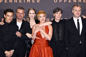 Rami Malek, Matt Damon, Emily Blunt, Florence Pugh, Cillian Murphy and Christopher Nolan attend the "Oppenheimer" UK Premiere at Odeon Luxe Leicester Square on July 13, 2023 in London, England. 