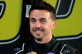 Frankie Muniz (#30 Hairclub-Ford Performance Ford) enjoys a laugh during practice for the ARCA Series BRANDT 200 supporting Florida FFA on February 16, 2023