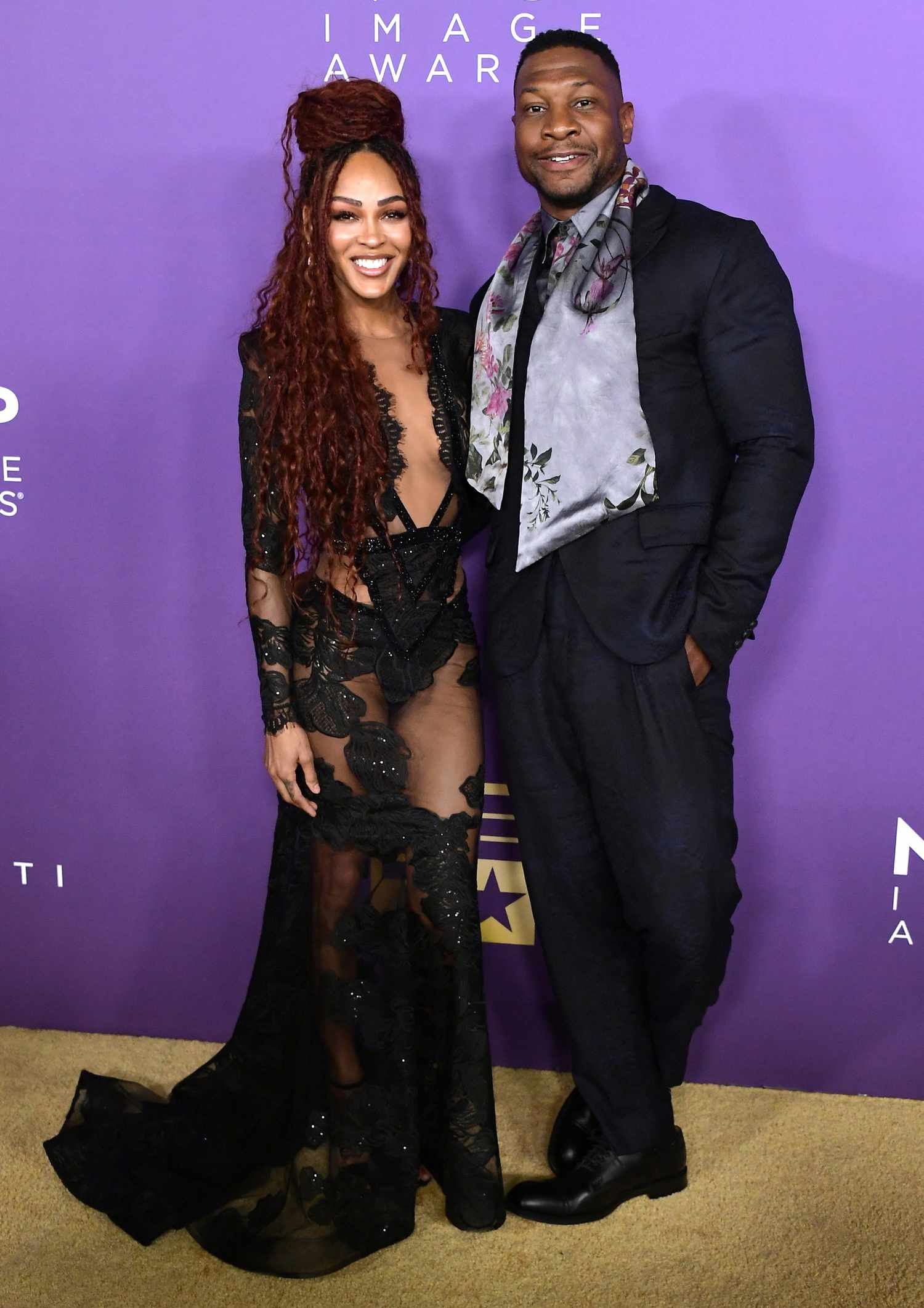 Meagan Good and Jonathan Majors attend the 55th Annual NAACP Awards at Shrine Auditorium and Expo Hall on March 16, 2024 in Los Angeles, California.
