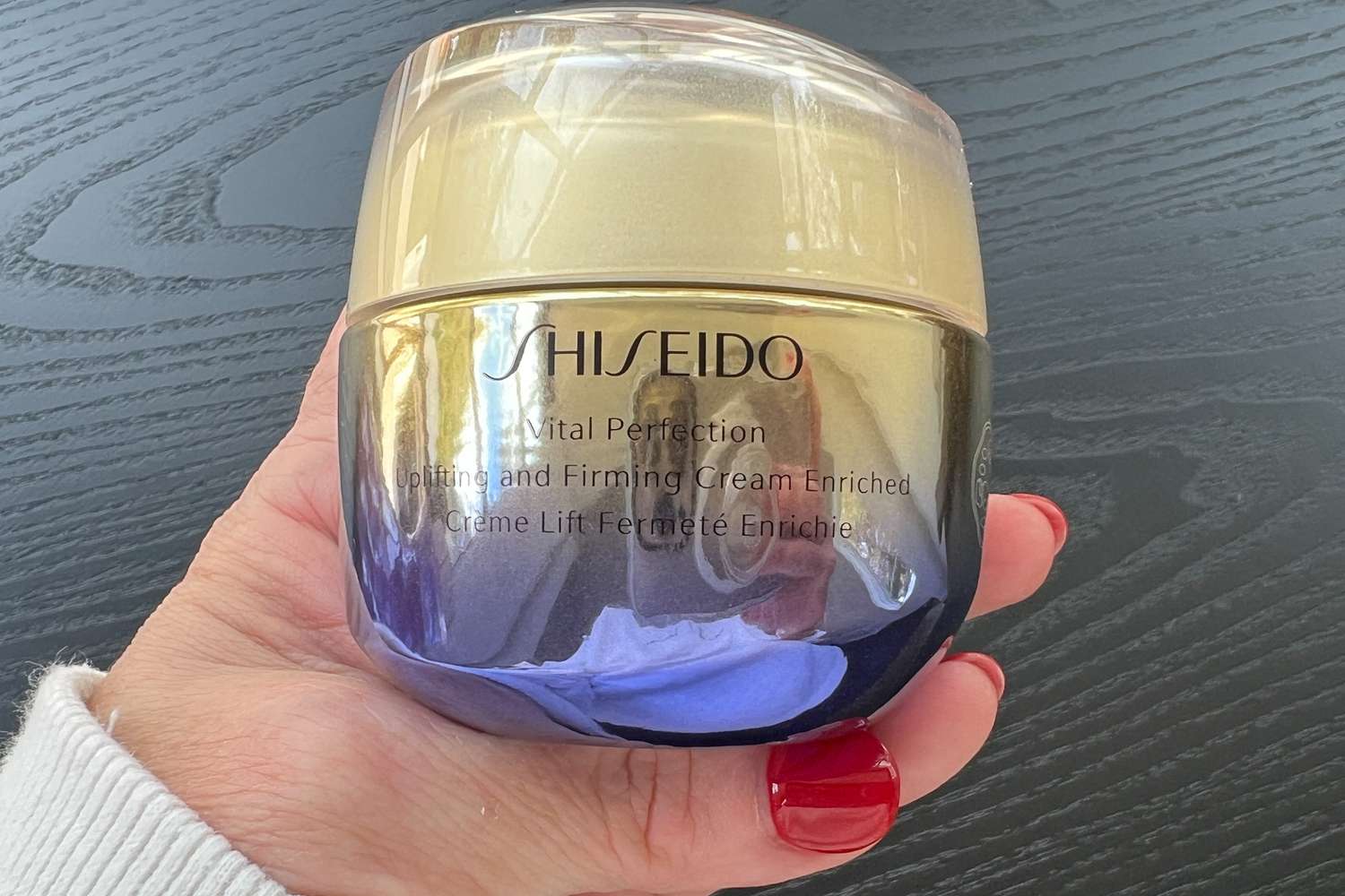 A jar of Shiseido Vital Perfection Uplifting and Firming Cream