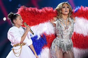 Emme Maribel Muñiz and Jennifer Lopez perform onstage during the Pepsi Super Bowl LIV Halftime Show at Hard Rock Stadium on February 02, 2020 in Miami, Florida.