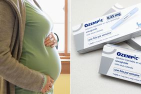 STOCK IMAGE. Pregnant Belly; This picture taken on October 23, 2023, shows Ozempic medication boxes, an injectable antidiabetic drug
