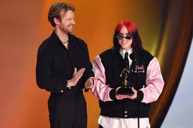 Billie Eilish (R) and US singer-songwriter Finneas O'Connell accept the Song Of The Year award for "What Was I Made For?" on stage during the 66th Annual Grammy Awards at the Crypto.com Arena in Los Angeles on February 4, 2024.