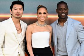 Simu Liu, Jennifer Lopez and Sterling K. Brown at the premiere of Netflix's "Atlas" held at The Egyptian Theatre Hollywood on May 20, 2024 in Los Angeles, California.