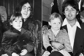 John Lennon with son Julian in 1968; Paul McCartney with daughter Stella in 1975