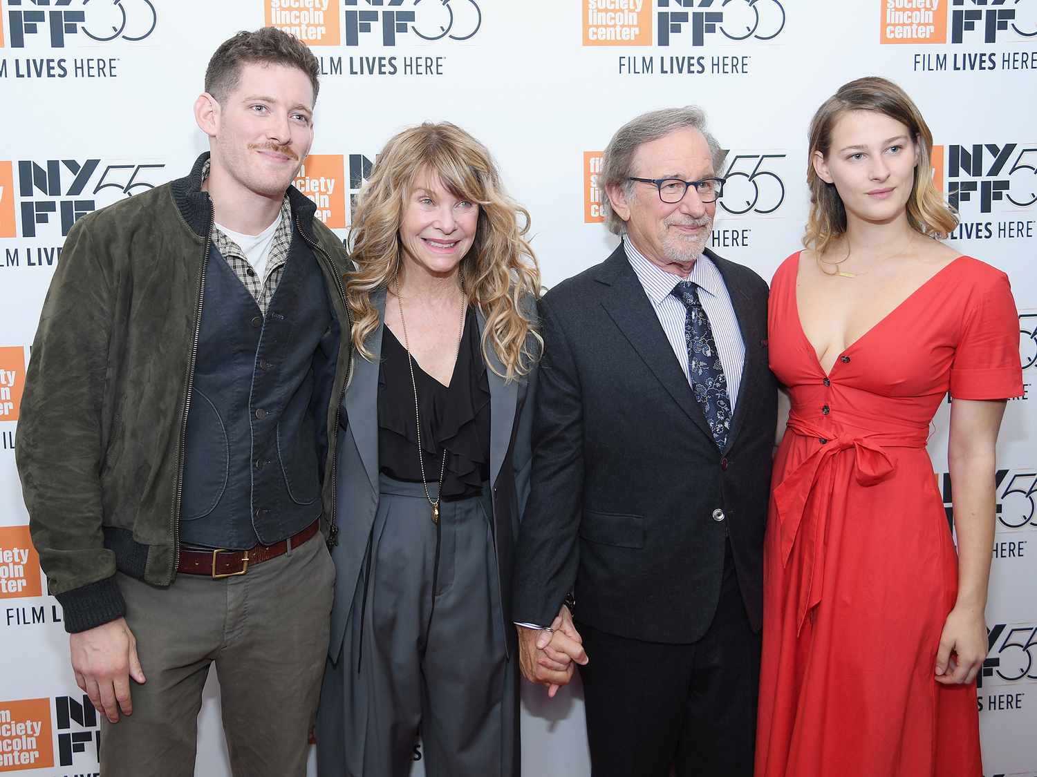 Sawyer Avery Spielberg, Kate Capshaw, Steven Spielberg and Destry Allyn Spielberg attend 55th New York Film Festival screening of "Spielberg" at Alice Tully Hall on October 5, 2017 in New York City