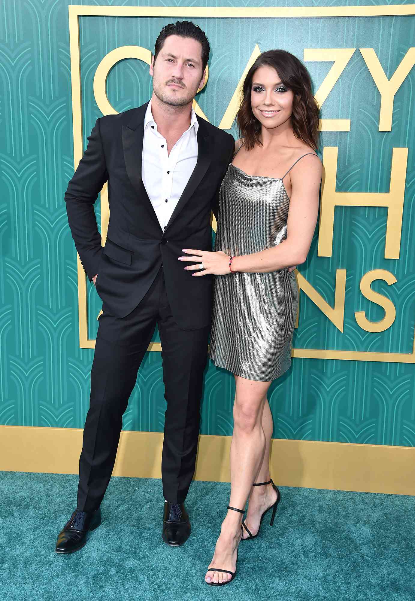 Val Chmerkovskiy and Jenna Johnson attend the premiere of Warner Bros. Pictures' "Crazy Rich Asiaans" at TCL Chinese Theatre IMAX on August 7, 2018 in Hollywood, California.