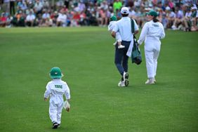 AUGUSTA, GEORGIA - APRIL 10: Cameron Young with his family during the Par-3 Contest prior to Masters Tournament at Augusta National Golf Club on April 10, 2024 in Augusta, Georgia