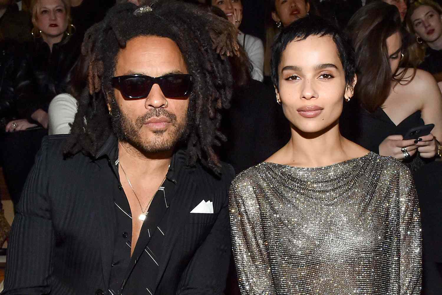 Lenny Kravitz and Zoe Kravitz attends the Saint Laurent show as part of the Paris Fashion Week Womenswear Fall/Winter 2020/2021 on February 25, 2020