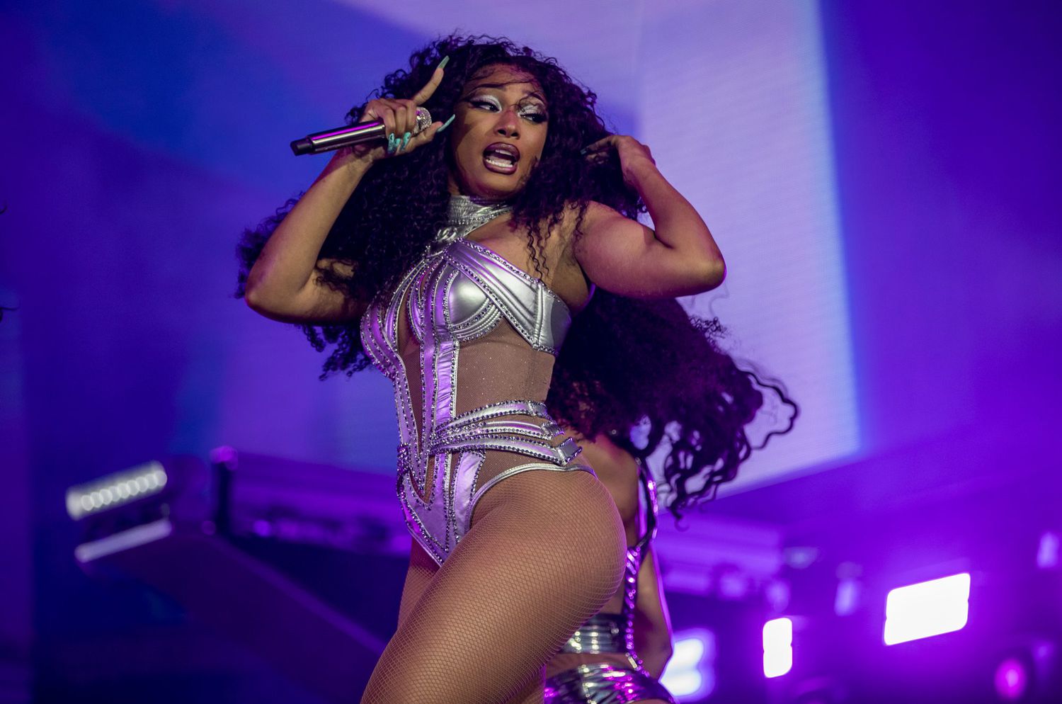 INDIO, CA - APRIL 16, 2022: Megan Thee Stallion performs on the main Coachella Stage on day two of the Coachella Music Festival on April 16, 2022 in Indio, California.(Gina Ferazzi / Los Angeles Times via Getty Images)