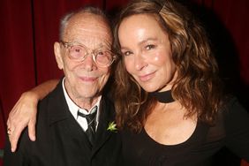 oel Grey and daughter Jennifer Grey pose at Joel Grey's 92nd Birthday bash at "Cabaret" on Broadway at The Kit Kat Club at The August Wilson Theatre on April 11, 2024 in New York City. 