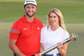 Jon Rahm and girlfriend Kelley Cahill at the DP World Tour Championship on November 19, 2017 in Dubai, United Arab Emirates