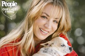 kaley cuoco publicity images 2023 with her dog King