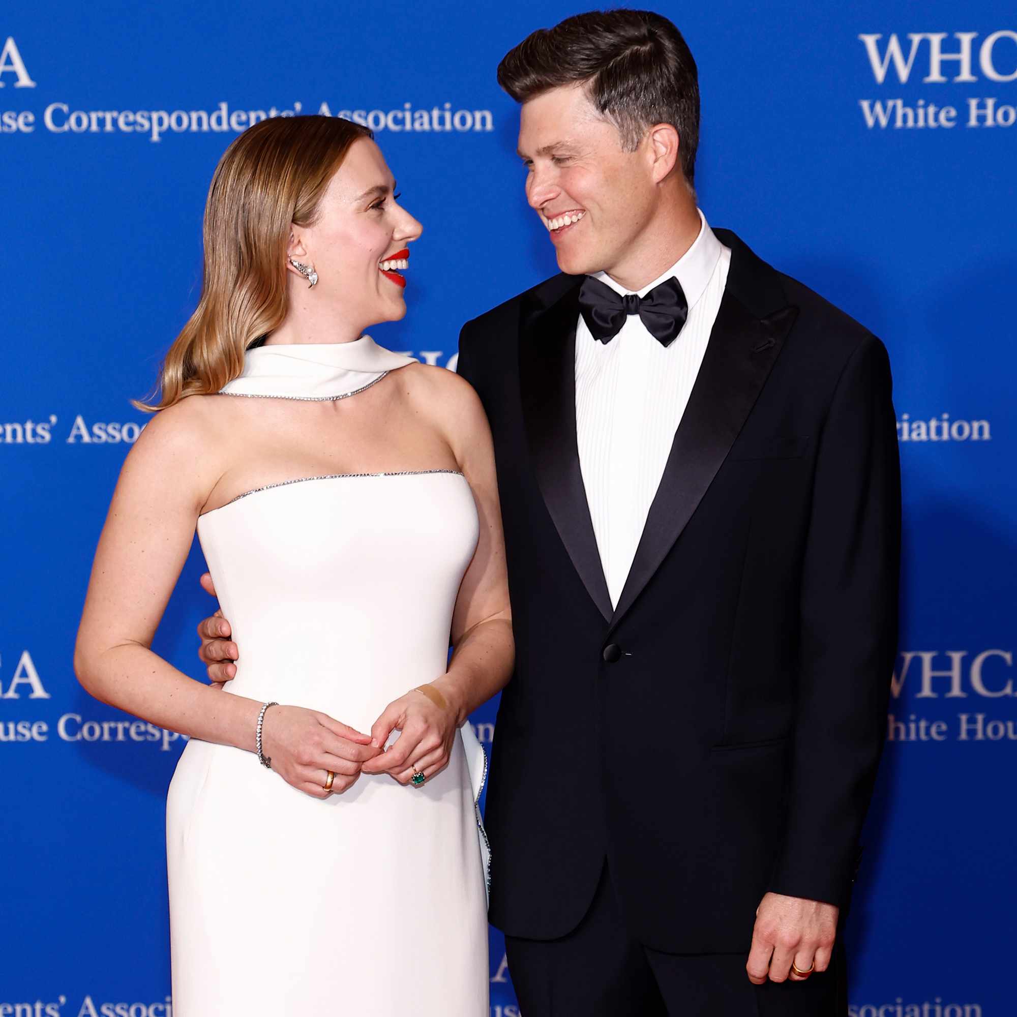 Scarlett Johansson and Colin Jost attend the 2024 White House Correspondents' Dinner at The Washington Hilton on April 27, 2024 in Washington, DC.