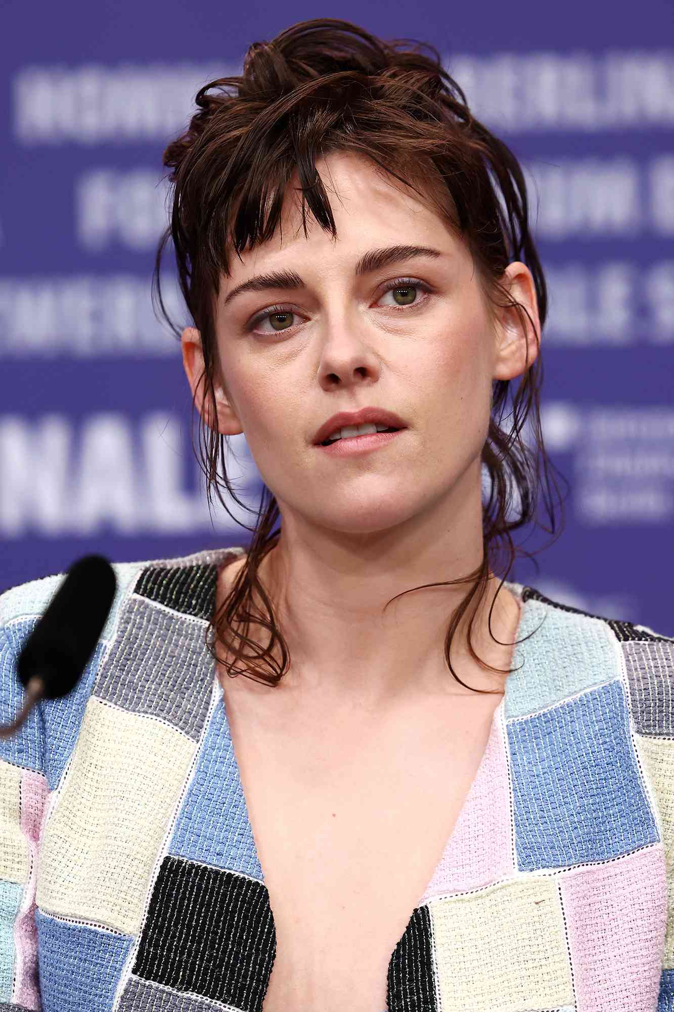Kristen Stewart is seen at the "Love Lies Bleeding" press conference during the 74th Berlinale International Film Festival Berlin