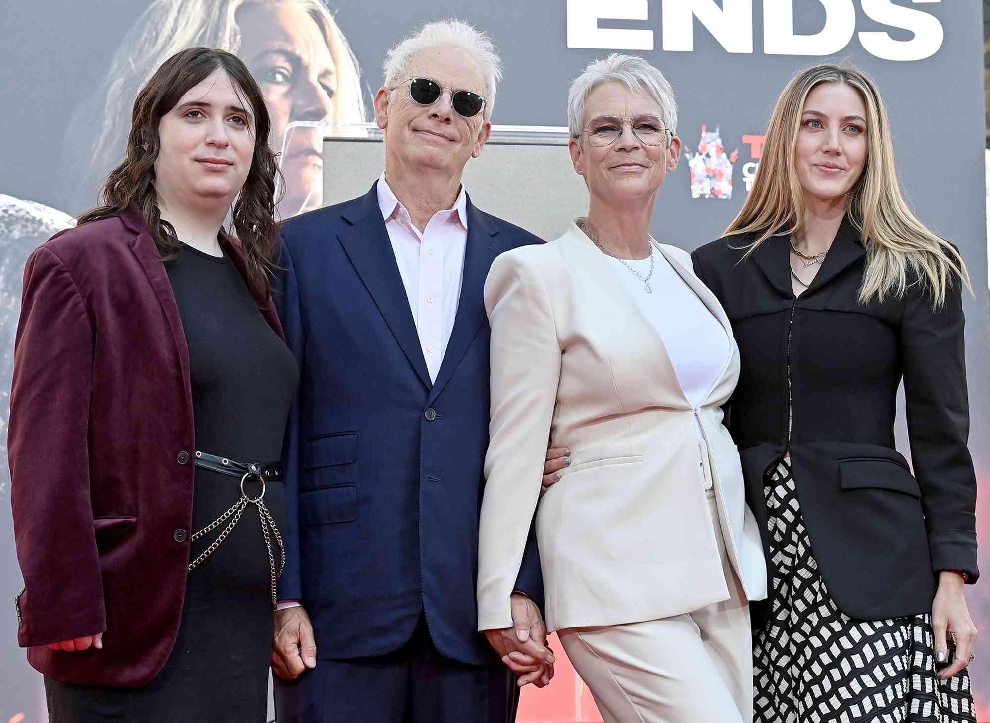 Ruby Guest, Christopher Guest, Jamie Lee Curtis and Annie Guest attend the Jamie Lee Curtis Hand and Footprint Ceremony on October 12, 2022 in Hollywood, California. 