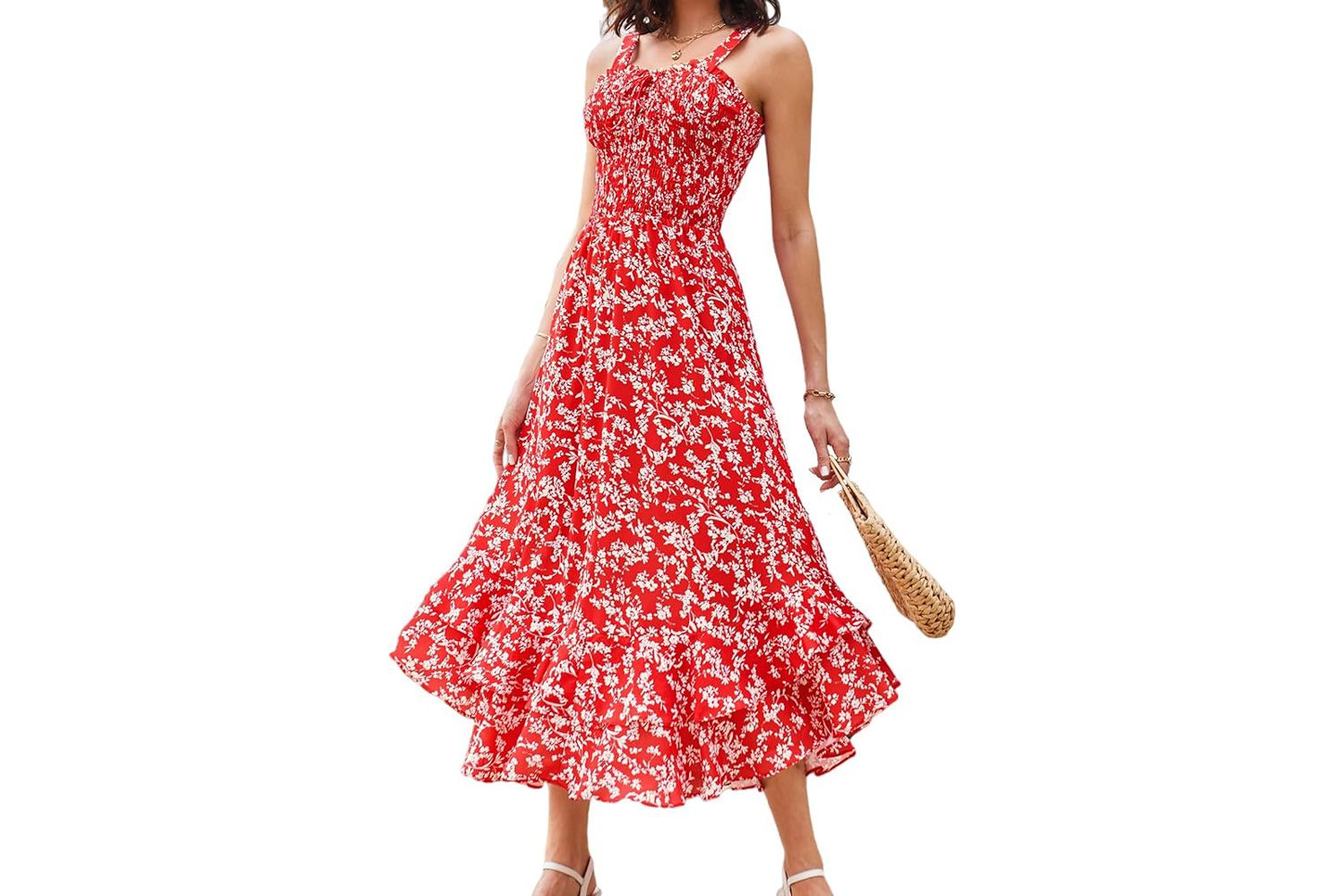 Amazon GRACE KARIN Women's 2024 Summer Floral Boho Dress Square Neck Strapped Swing A Line Beach Long Maxi Dress