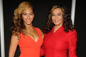 Beyonce and Tina Knowles pose backstage at the Pepsi Super Bowl XLVII Halftime Show Press Conference