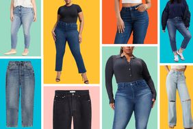 collage of best jeans for curvy women