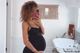 Pregnant Alyssa Scott Poses With Bump in Lacy Black Nightgown