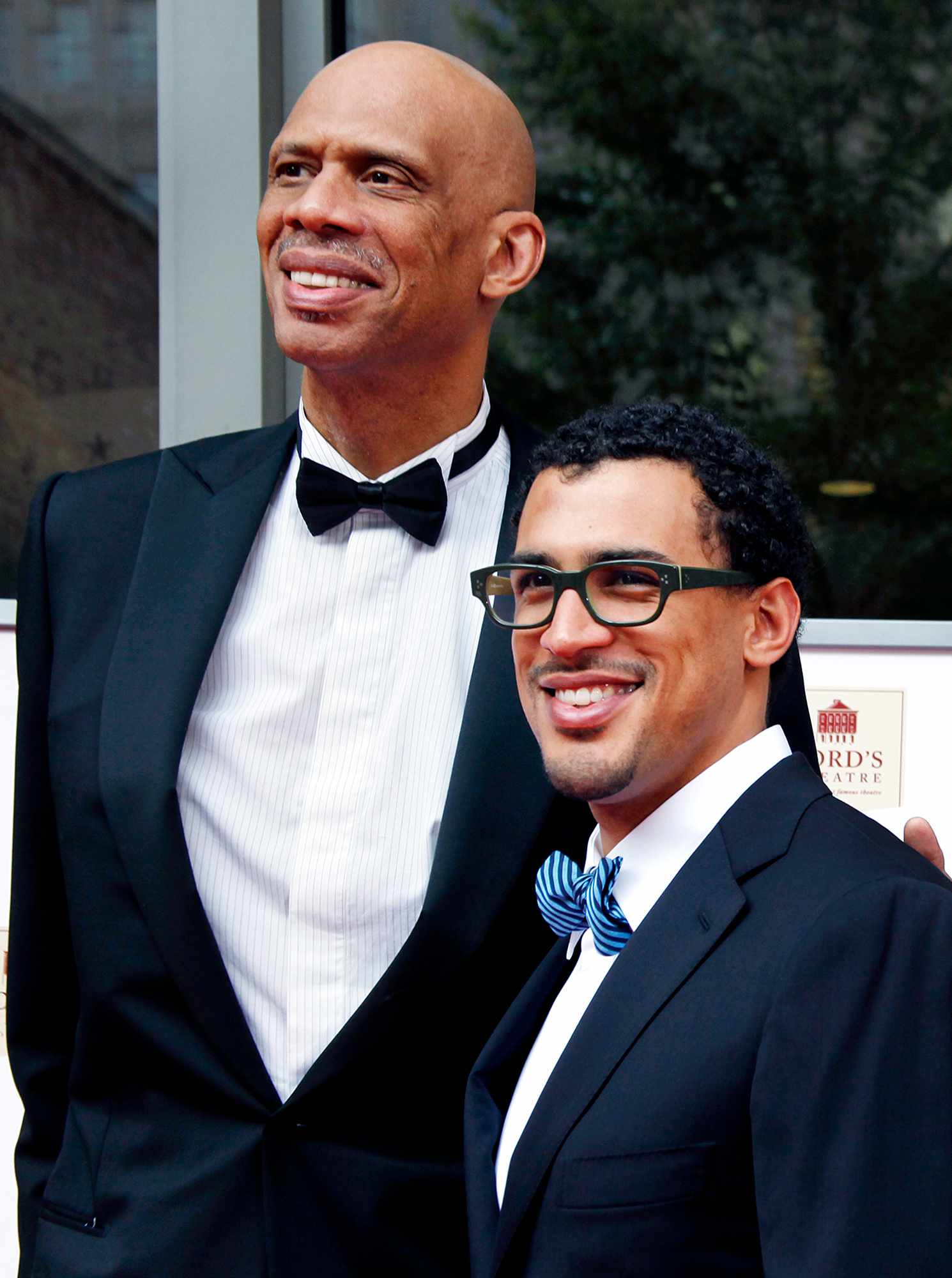 Kareem Abdul-Jabbar with his son Amir on the red carpet at the Ford's Theatre Annual Gala 