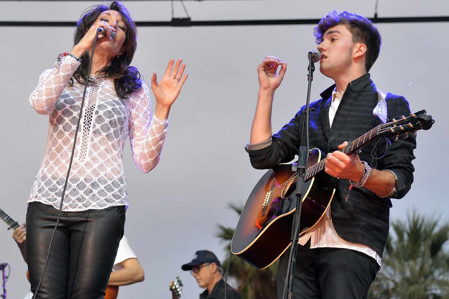 Musicians Katey Sagal (L) and Jackson White of Katey Sagal and the Forest Rangers perform onstage during day 1 of 2014 Stagecoach: California's Country Music Festival at the Empire Polo Club on April 25, 2014 in Indio, California.