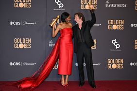Ayo Edebiri and Jeremy Allen White at the 81st annual Golden Globe Awards