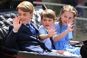 Prince George, Prince Louis and Princess Charlotte in the carriage procession at Trooping the Colour during Queen Elizabeth II Platinum Jubilee 