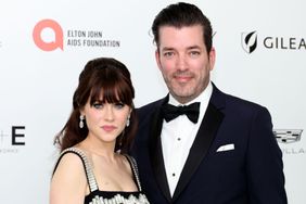 Zooey Deschanel and Jonathan Scott attend the Elton John AIDS Foundation's 32nd Annual Academy Awards Viewing Party on March 10, 2024