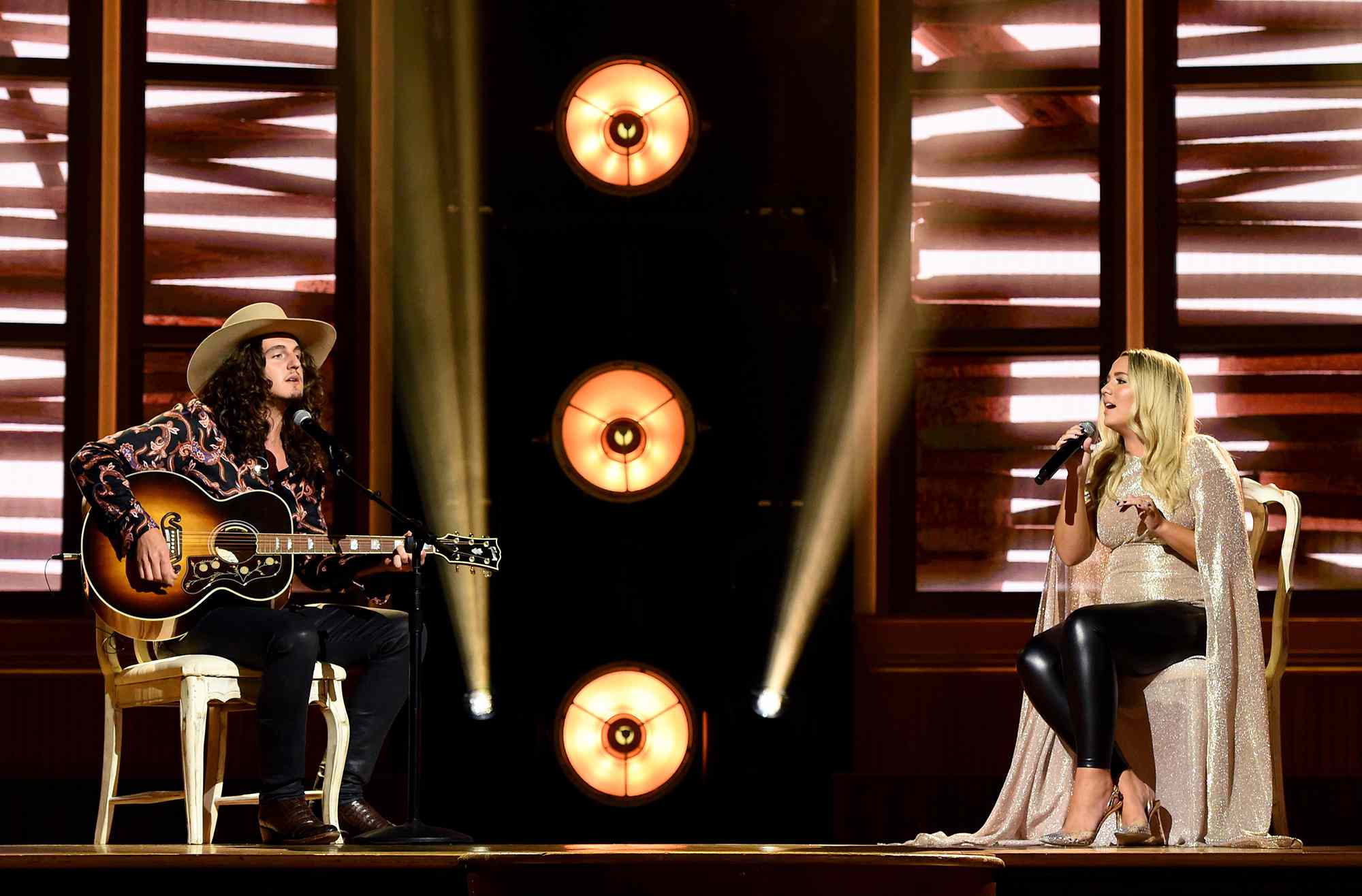 Cade Foehner and Gabby Barrett perform onstage during the 55th Academy of Country Music Awards at Ryman Auditorium on August 25, 2020 in Nashville, Tennessee. The ACM Awards airs on September 16, 2020