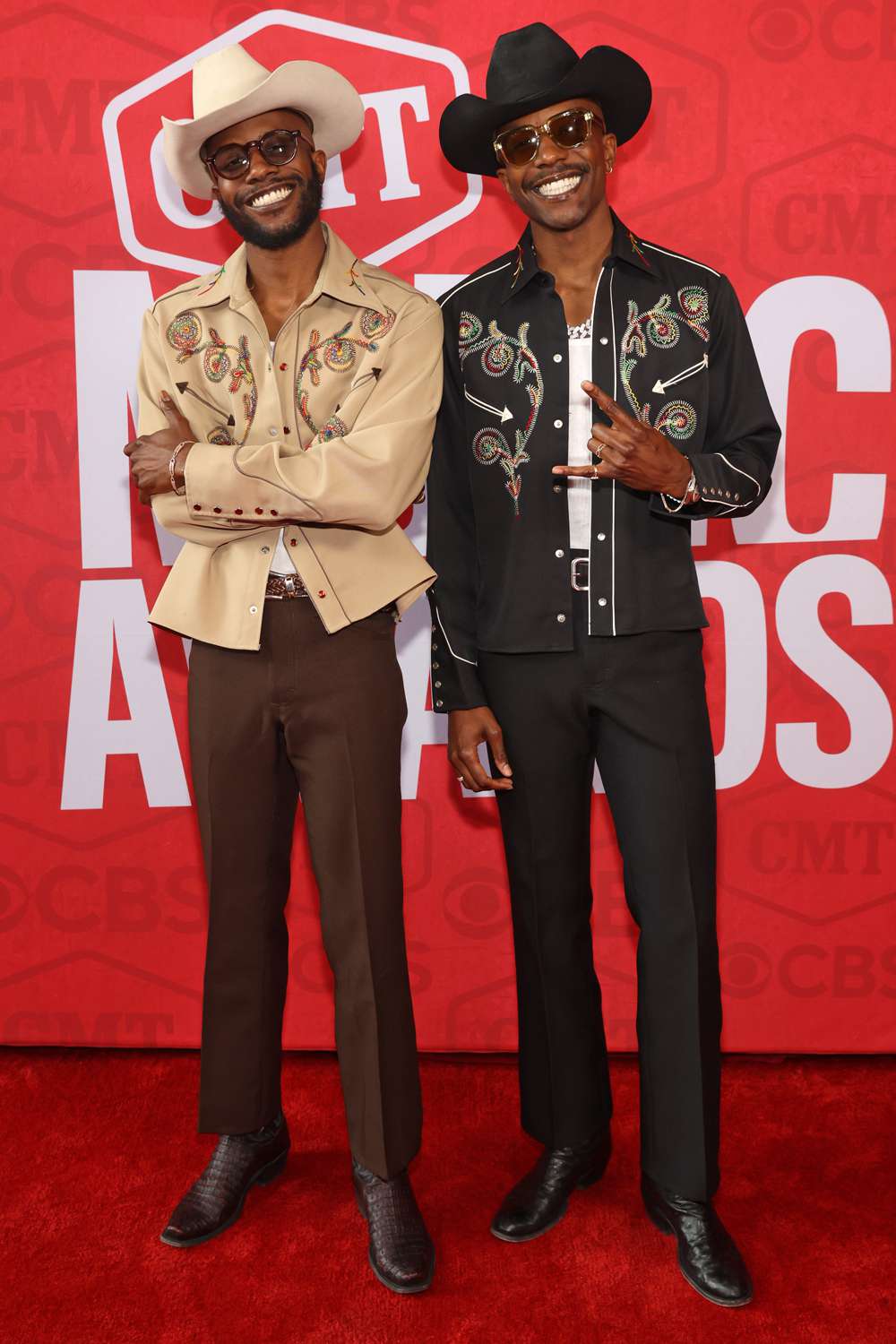 Thurman Thomas and Torrence Thomas of THEBROSFRESH attend the 2024 CMT Music Awards at Moody Center on April 07, 2024 in Austin, Texas