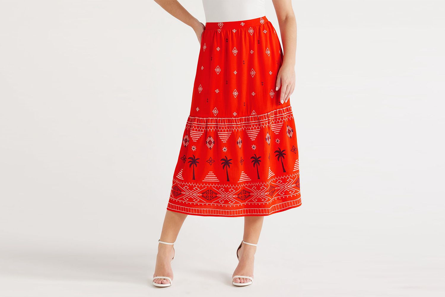 Walmart Sofia Jeans Women's and Women's Plus Border Embroidery Skirt