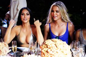 Kim Kardashian and Khloe Kardashian at the SKIMS SWIM Miami pop-up dinner at SWAN on Saturday, March 19, 2022 in Miami, Florida.