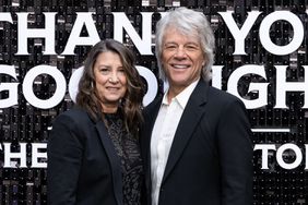 Dorothea Bongiovi and Jon Bon Jovi attend the "Thank You, Goodnight: The Bon Jovi Story" UK Premiere at the Odeon Luxe Leicester Square on April 17, 2024 in London, England