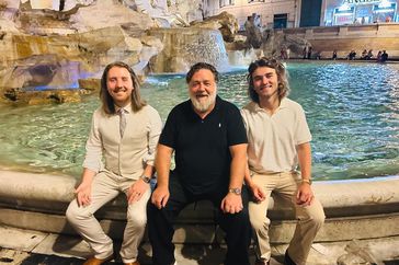 Russell Crowe and his sons Tennyson and Charles. 