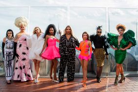 Gottmik, Nina West, Plastique Tiara, Angeria Paris VanMicheals, Roxxxy Andrews, Jorgeous, Vanessa Vanjie and Shannel participate in RuPaul's Drag Race All Stars Sashays to New Heights at Top of the Rock on May 08, 2024 in New York City.