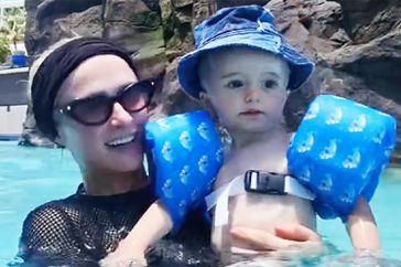Paris Hilton at waterpark with Son