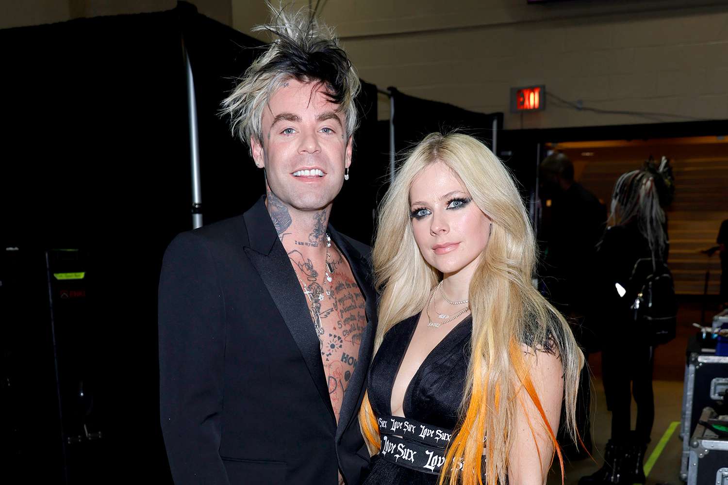 Mod Sun and Avril Lavigne attend the 64th Annual GRAMMY Awards at MGM Grand Garden Arena on April 03, 2022 