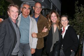 Tom Hanks, Rita Wilson, Martin Short, Eugene Levy, and Deborah Divine were seen leaving after dinner together at Giorgio Baldi in Santa Monica.