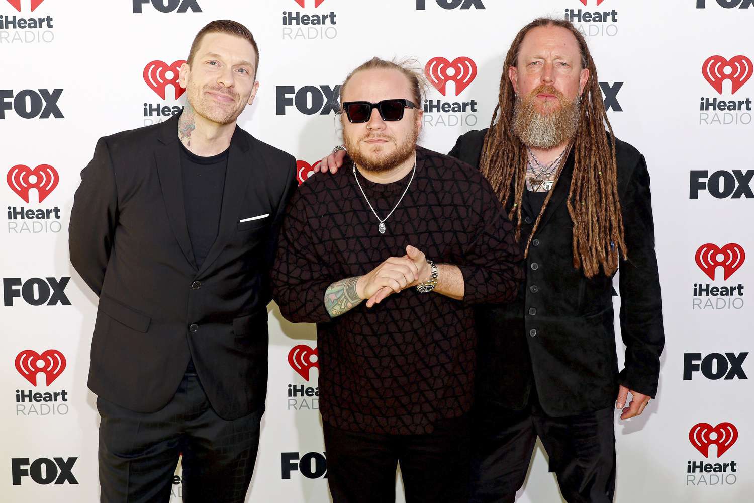Brent Smith, Zach Myers and Barry Kerch of Shinedown attend the 2024 iHeartRadio Music Awards at Dolby Theatre in Los Angeles, California on April 01, 2024