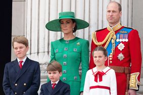  King Charles III and Queen Camilla with Prince William, Prince of Wales, Catherine, Princess of Wales, Princess Charlotte of Wales, Prince Louis of Wales and Prince George of Wales on the balcony of Buckingham Palace during Trooping the Colour on June 17, 2023 in London, England. Trooping the Colour is a traditional parade held to mark the British Sovereign's official birthday. It will be the first Trooping the Colour held for King Charles III since he ascended to the throne. 