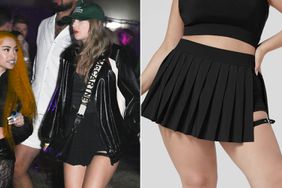 Ice Spice and Taylor Swift at Neon Carnival held during the Coachella Music and Arts Festival ; Waisted Pleated 2-in-1 Side Pocket Adjustable Skirt 