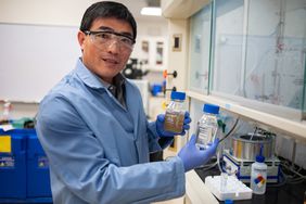Professor Guihua Yu from University of Texas, Austin, TX in his lab, taken summer 2023.