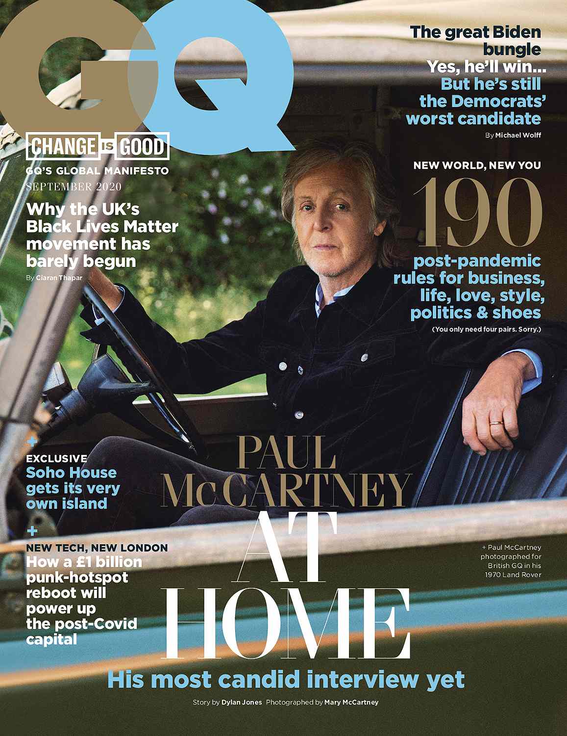 Paul McCartney on the cover of September's British GQ