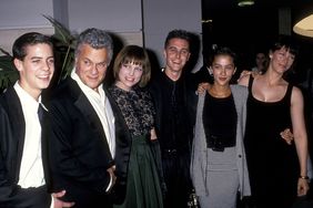 Tony Curtis, Benjamin Curtis, Kelly Curtis, Nicholas Curtis, Allegra Curtis and Jamie Lee Curtis attend Tony Curtis' Art Exhibition Dinner Party on April 22, 1989.