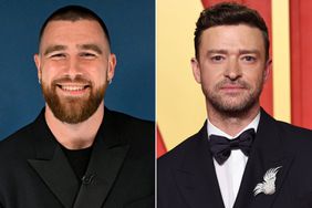 Travis Kelce on THE TONIGHT SHOW STARRING JIMMY FALLON; Justin Timberlake attends the 2024 Vanity Fair Oscar Party 