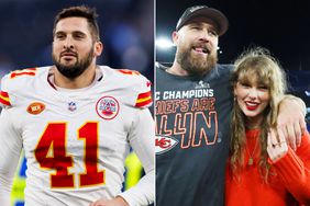 BALTIMORE, MARYLAND - JANUARY 28: Travis Kelce #87 of the Kansas City Chiefs celebrates with Taylor Swift after a 17-10 victory against the Baltimore Ravens in the AFC Championship Game at M&T Bank Stadium on January 28, 2024 in Baltimore, Maryland. (Photo by Patrick Smith/Getty Images)INGLEWOOD, CALIFORNIA - JANUARY 7: James Winchester #41 of the Kansas City Chiefs walks off the field during a game against the Los Angeles Chargers at SoFi Stadium on January 7, 2024 in Inglewood, California. (Photo by Ric Tapia/Getty Images)