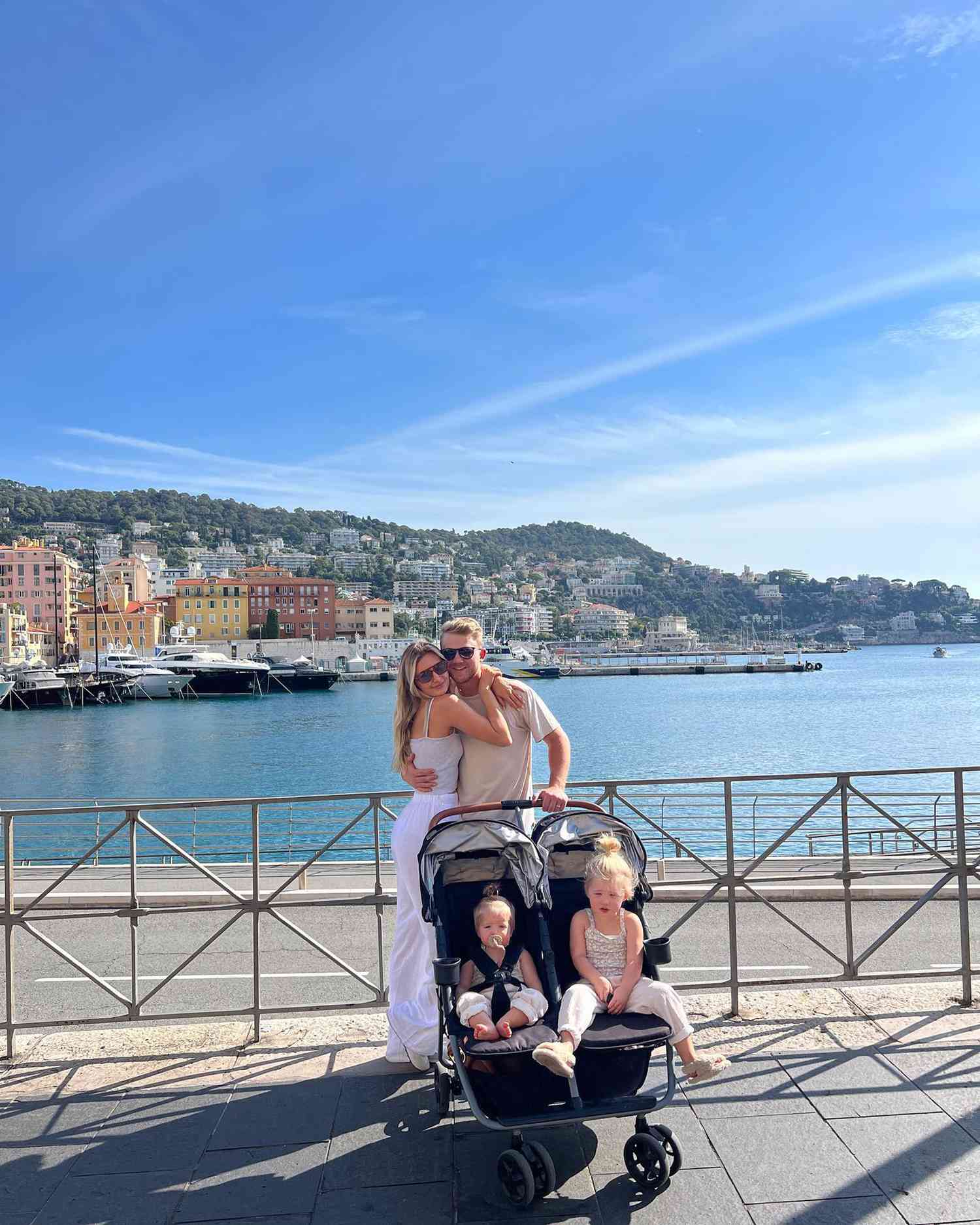 Aspyn Ovard and Parker Ferris with their kids Cove and Lola in the South of France. 
