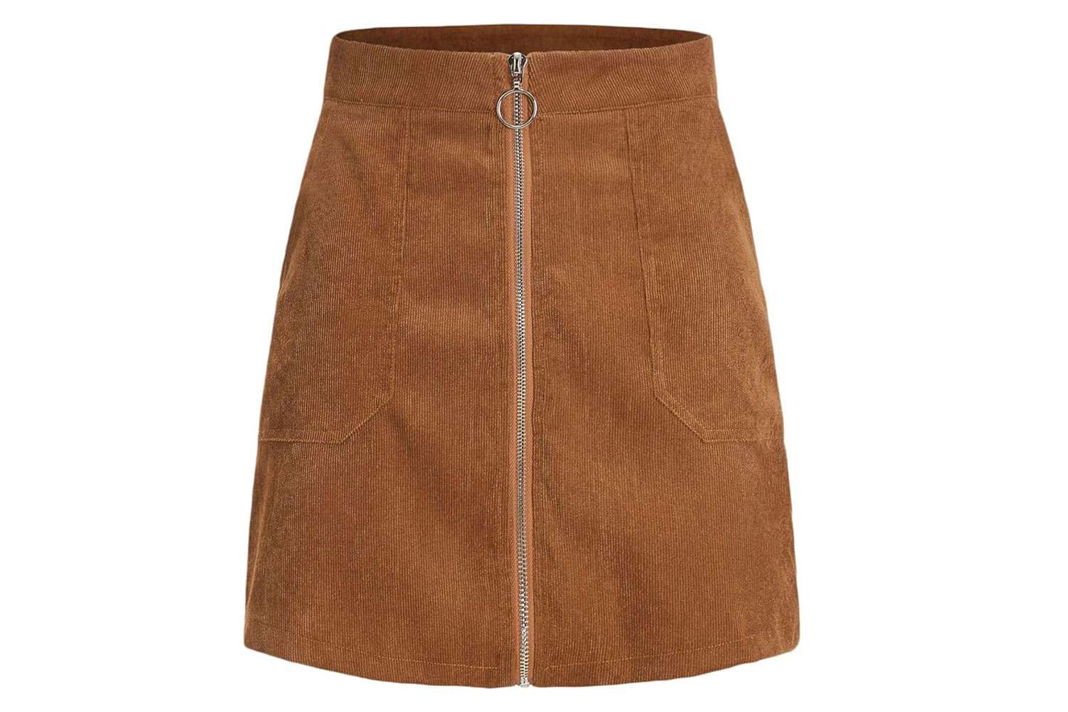 Amazon MakeMeChic Women's Zipper Front Corduroy Skirt Mini Pencil Skirt